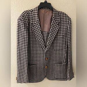 Francesco Smalto Paris Sport Coat 52R black and white houndstooth